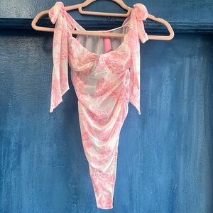 Sugar Thrillz Pink and White Bodysuit